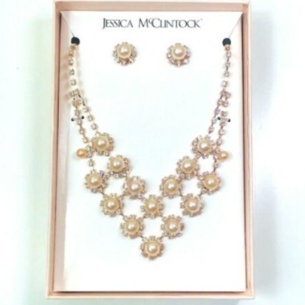 Rose Gold Statement Necklace & Earring Set NIB